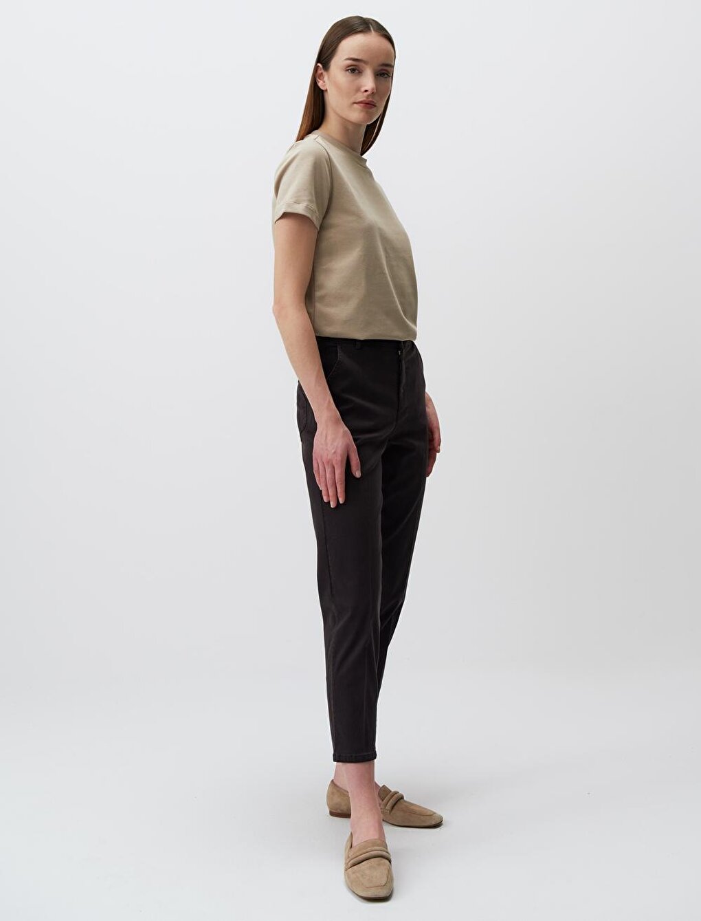 Brown Regular Leg Pocket Gabardine Trousers