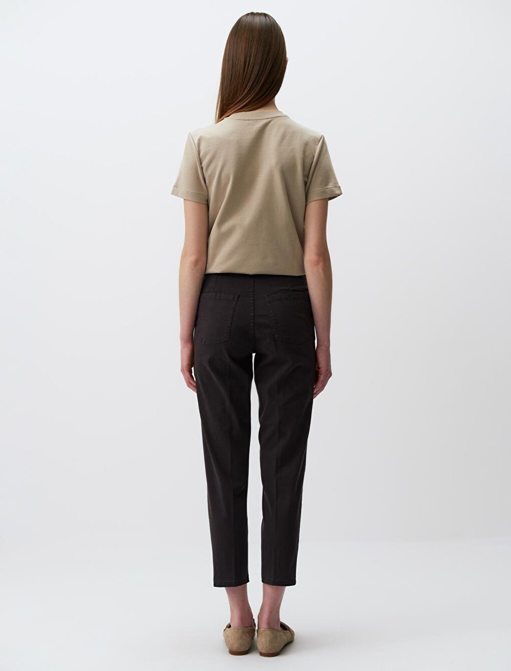 Brown Regular Leg Pocket Gabardine Trousers