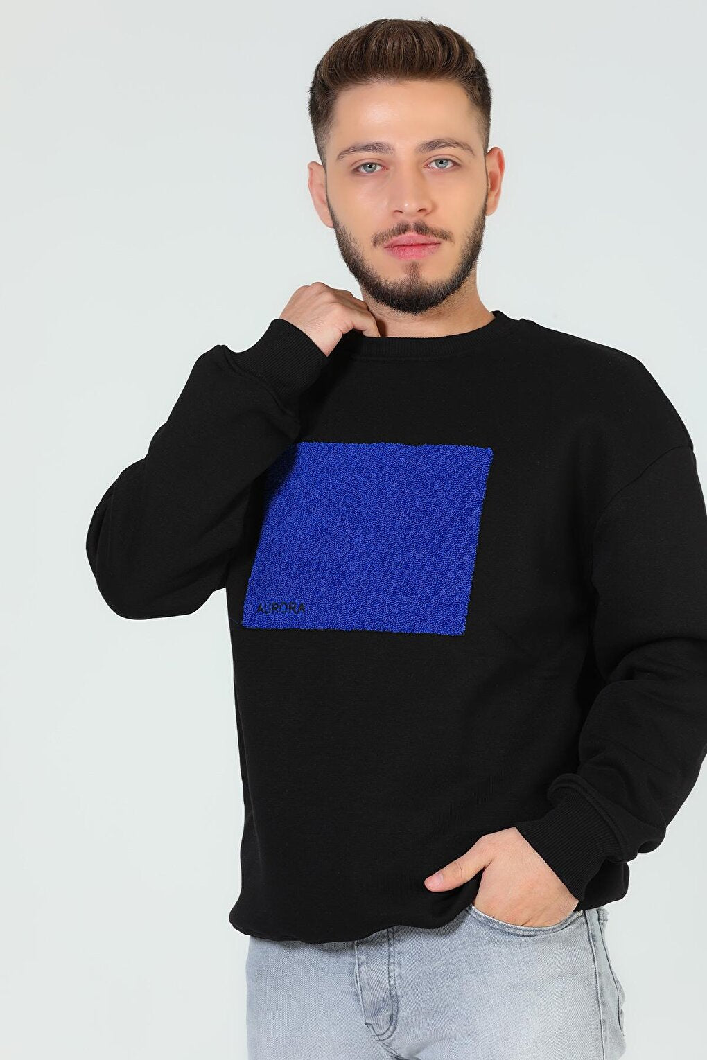 Men's Crew Neck Embossed Three Thread Raised Sweatshirt