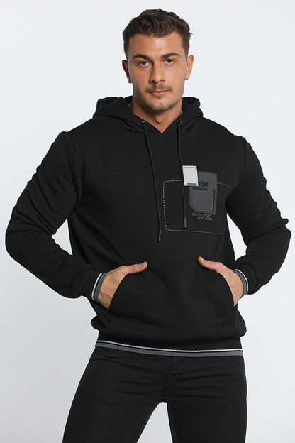 Men's Printed Hooded Three Thread Raised Sweatshirt