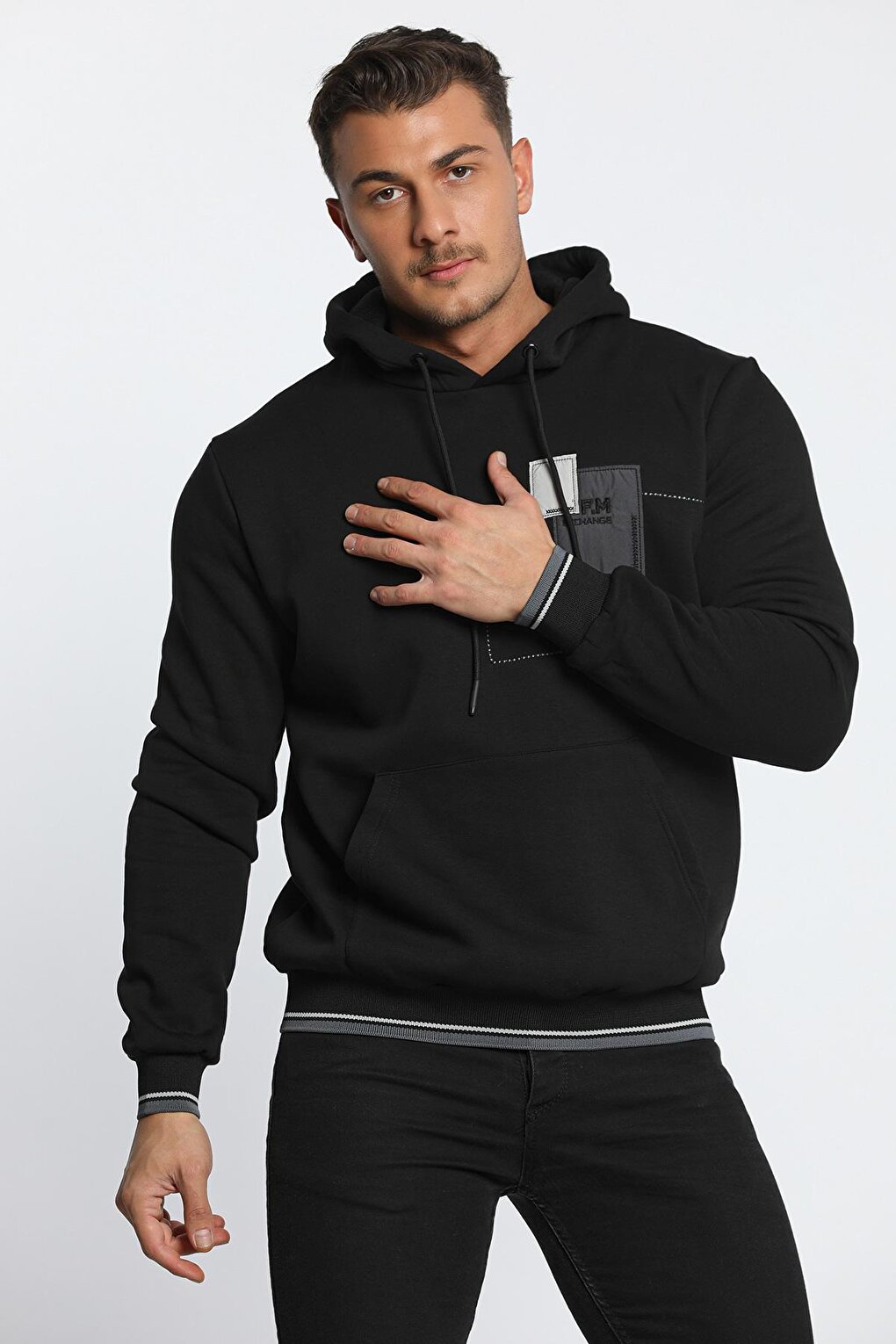 Men's Printed Hooded Three Thread Raised Sweatshirt