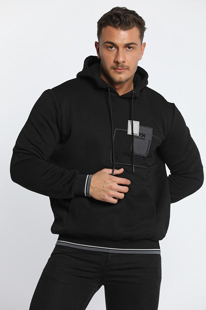 Men's Printed Hooded Three Thread Raised Sweatshirt