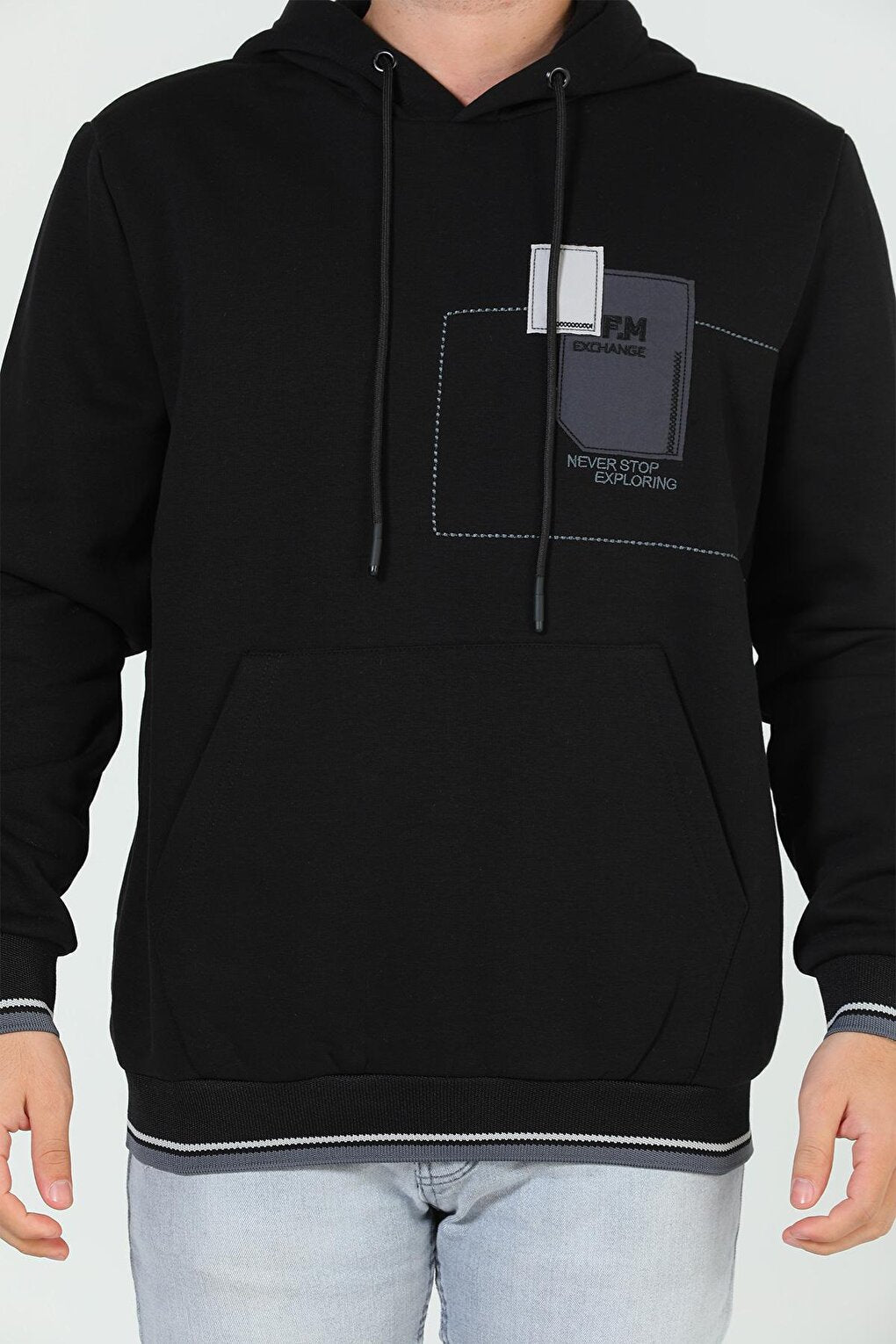 Men's Printed Hooded Three Thread Raised Sweatshirt