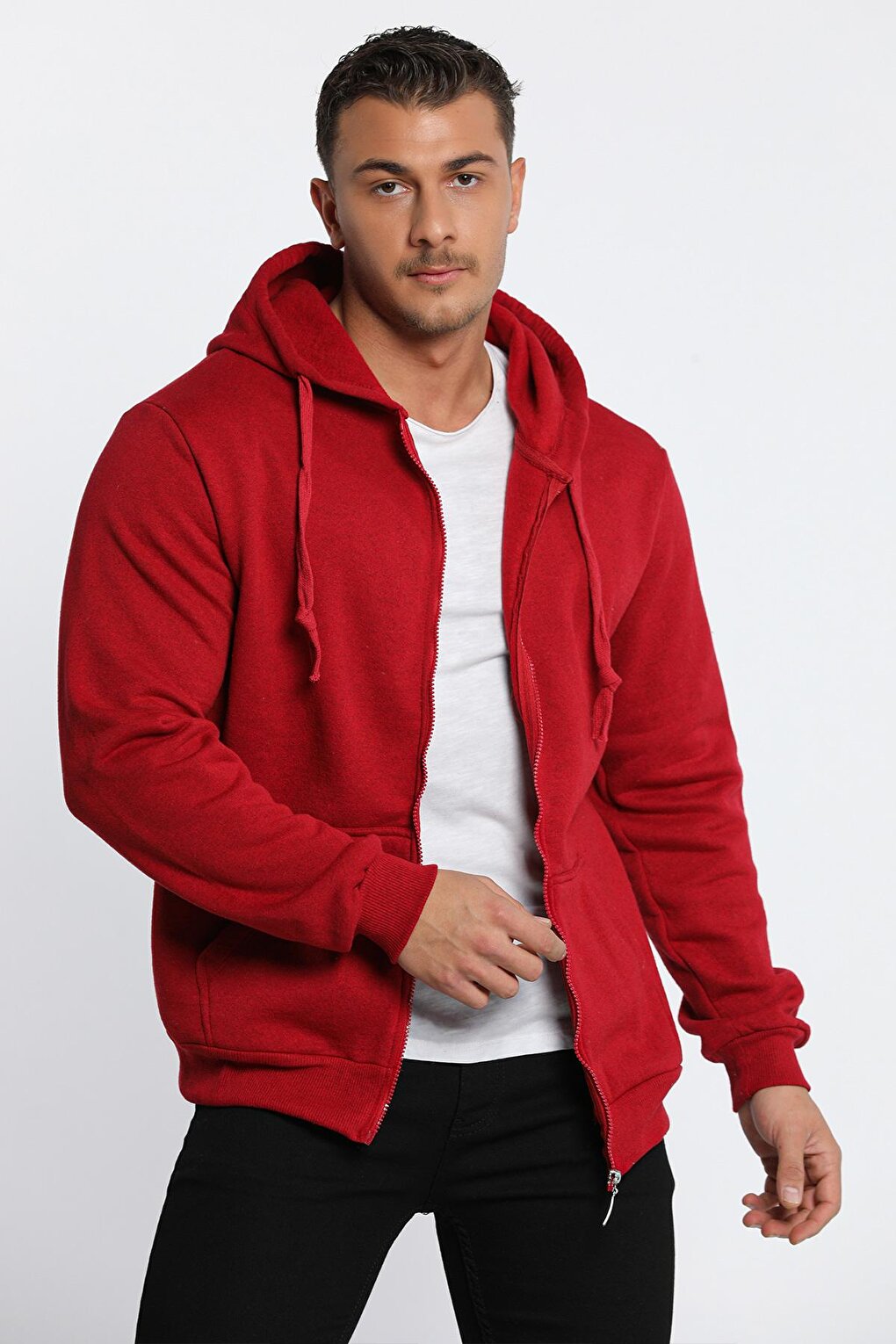 Men's Hooded Bone Zipper Sweatshirt