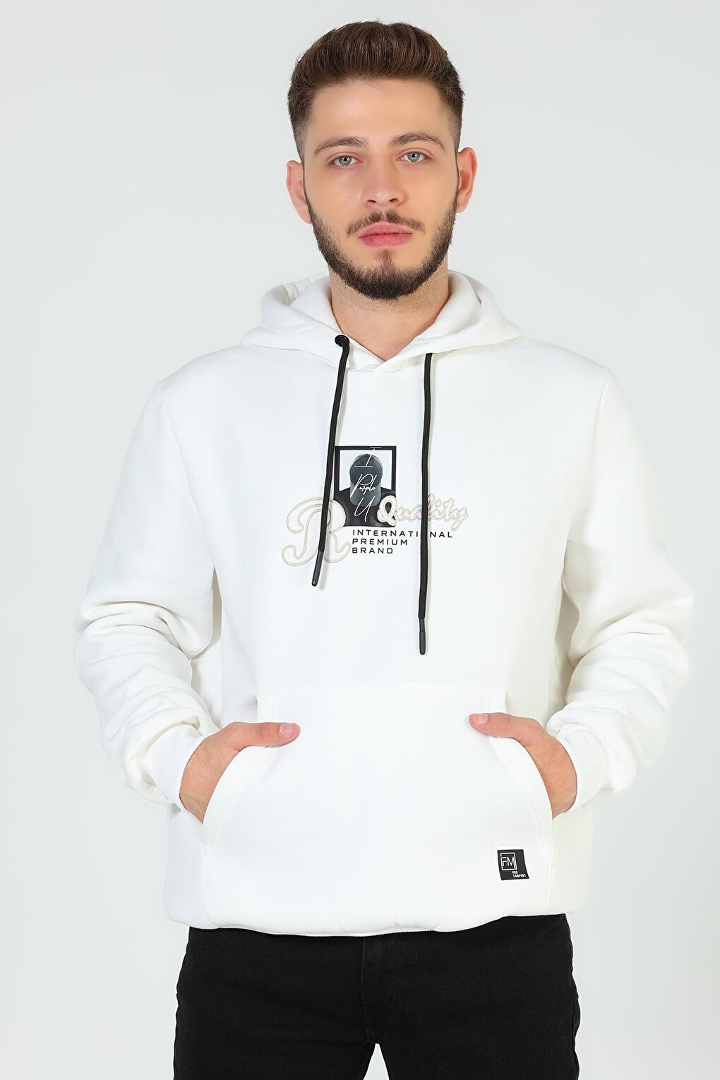 Men's Printed Hooded Three Thread Raised Sweatshirt