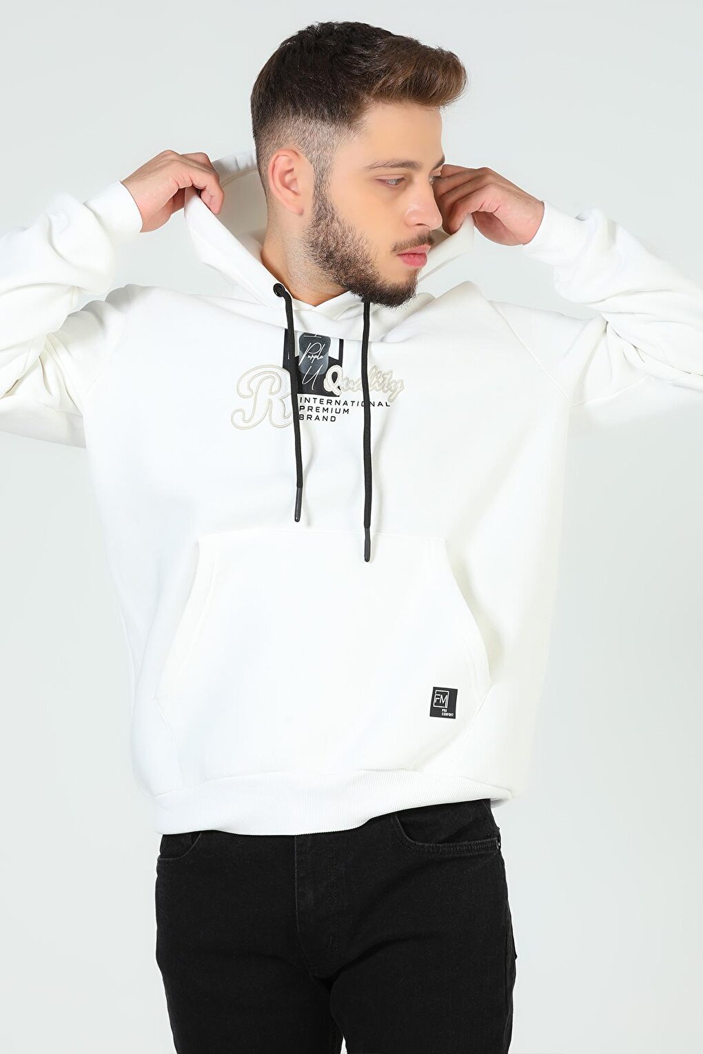 Men's Printed Hooded Three Thread Raised Sweatshirt