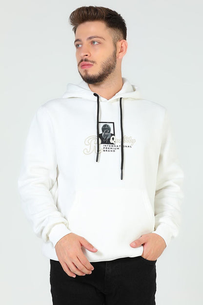 Men's Printed Hooded Three Thread Raised Sweatshirt