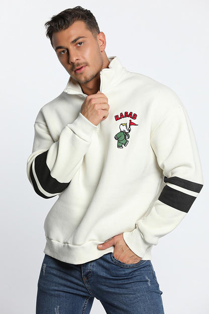 Men's Collar Zippered Embroidered Sweatshirt