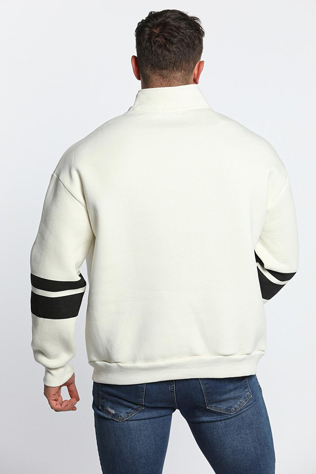 Men's Collar Zippered Embroidered Sweatshirt