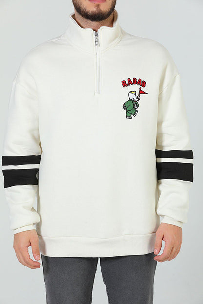 Men's Collar Zippered Embroidered Sweatshirt