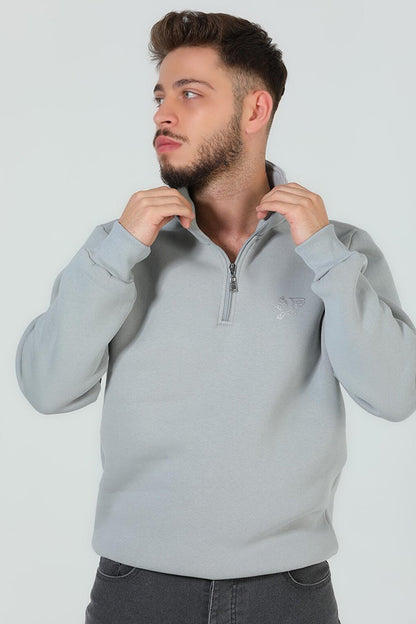 Men's Collar Zipper Printed Sweatshirt