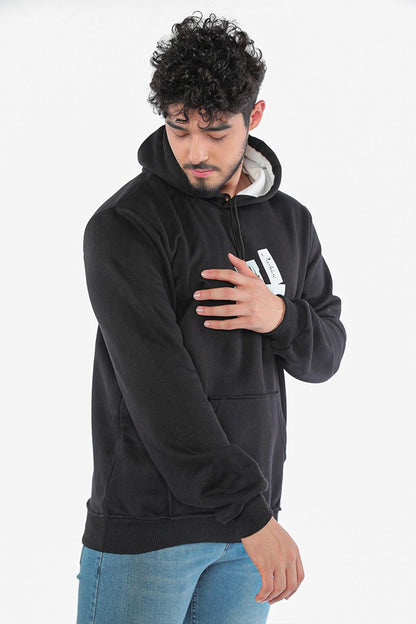 Men's Hooded Printed Three Thread Raised Sweatshirt