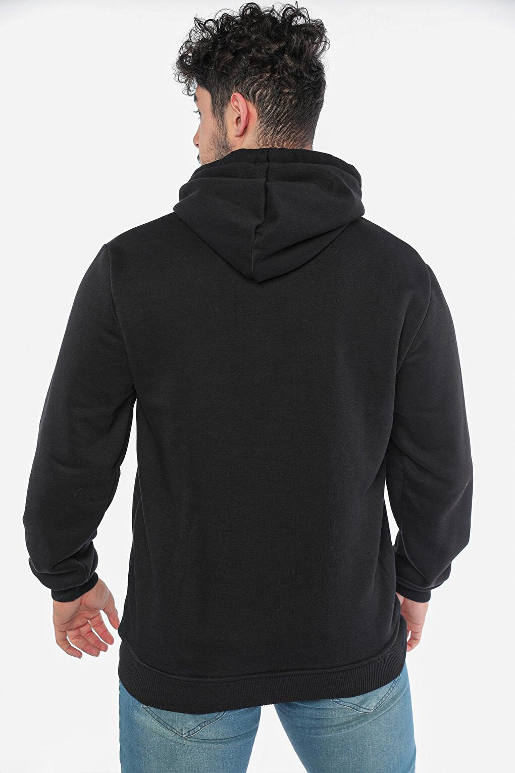 Men's Hooded Printed Three Thread Raised Sweatshirt