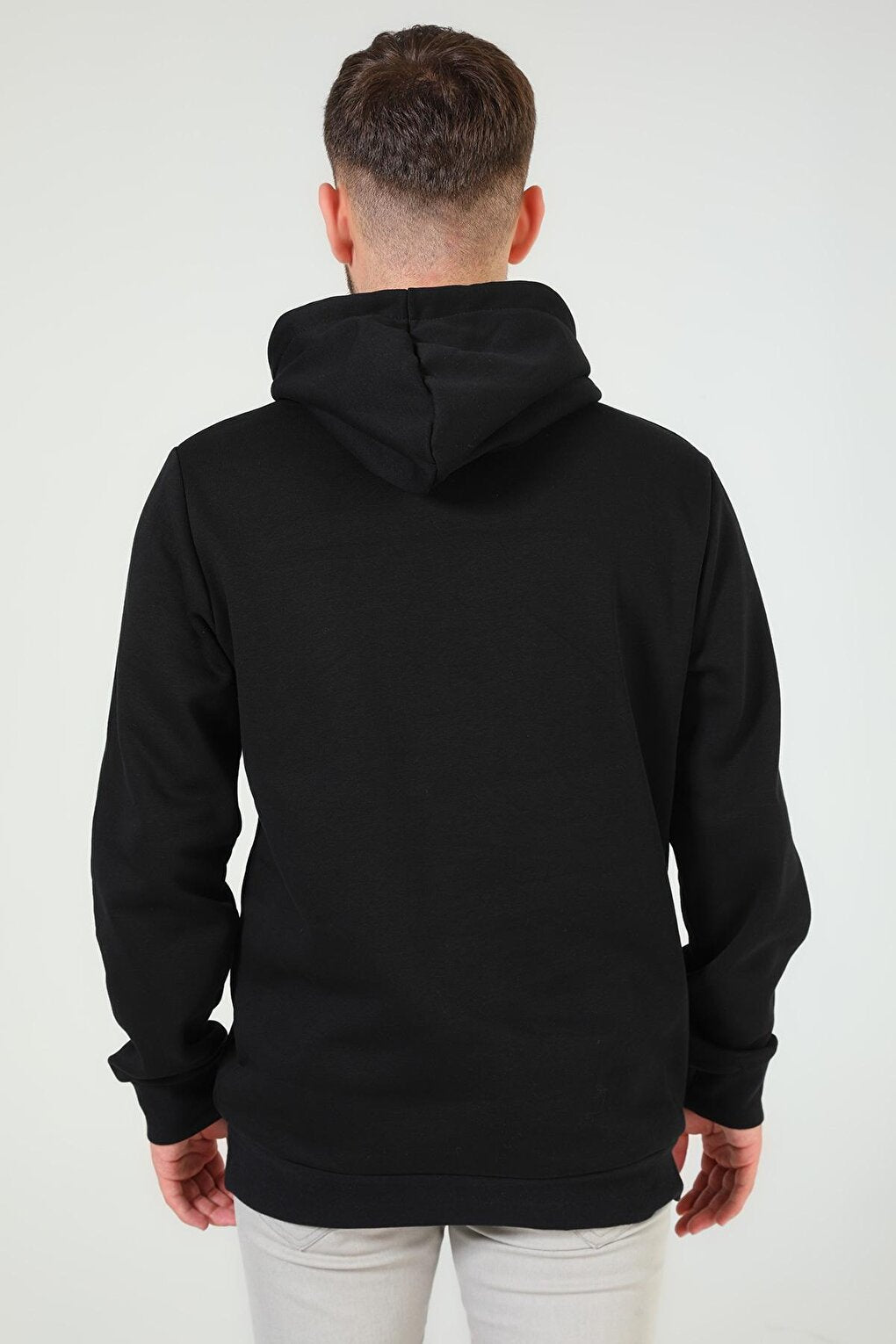 Men's Hooded Charcoal Printed Sweatshirt