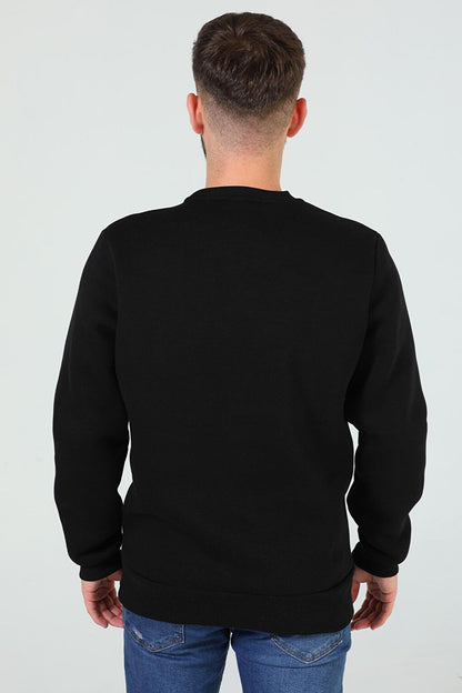 Men's Crew Neck Three Thread Raised Front Printed Sweatshirt