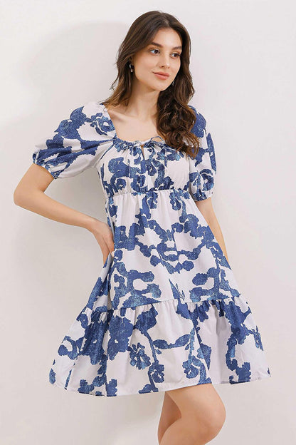 2351 Flared Poplin Dress - D.Navy Blue