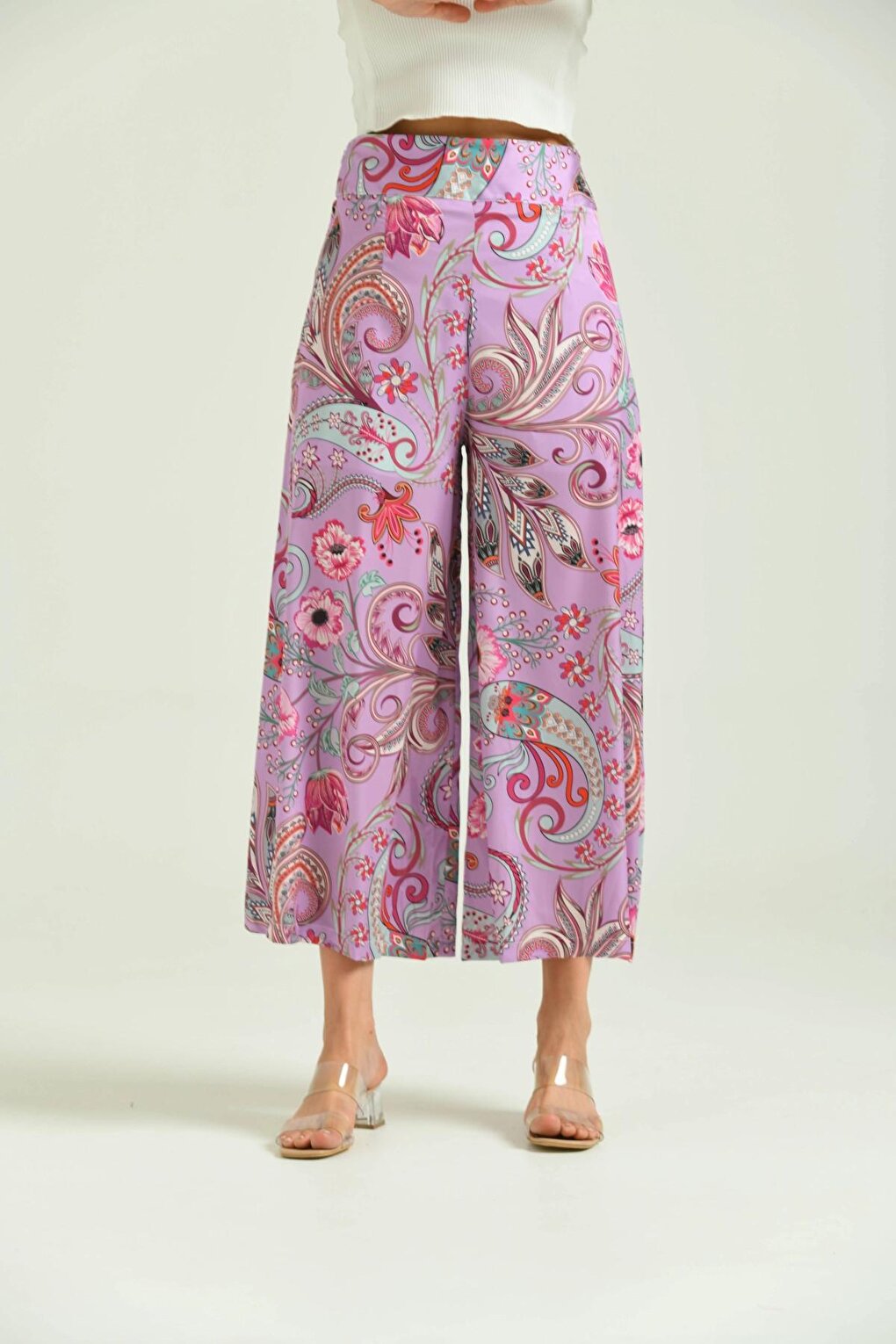 Women's Lilac Ethnic Printed Skirt Trousers