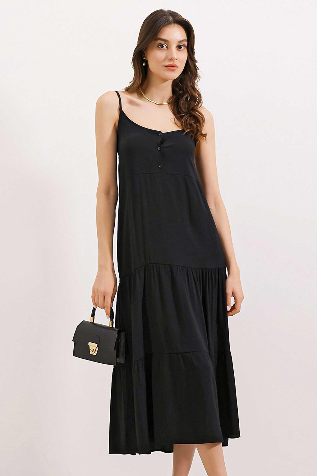 2403 Strappy Midi Dress - Black