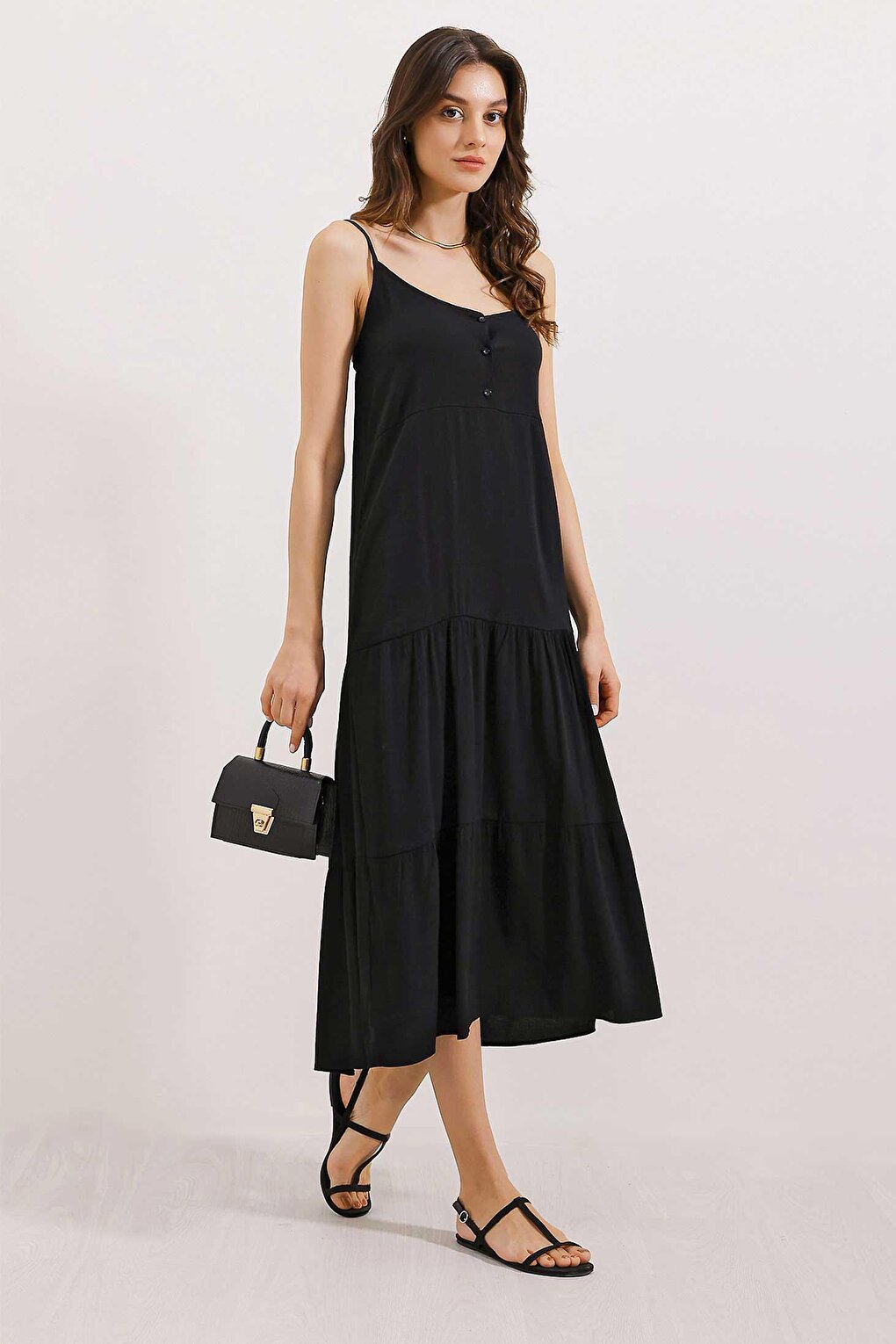 2403 Strappy Midi Dress - Black