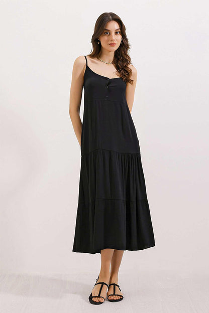 2403 Strappy Midi Dress - Black