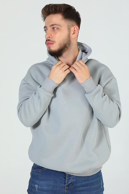 Men's Hooded Printed Three Thread Raised Sweatshirt