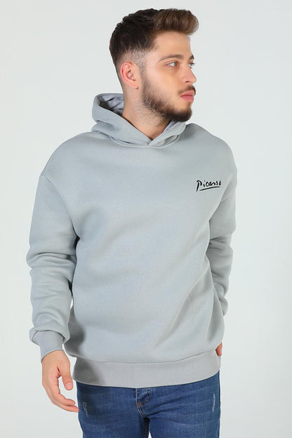 Men's Hooded Printed Three Thread Raised Sweatshirt