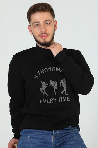 Men's Crew Neck Embroidered Three Thread Raised Sweatshirt