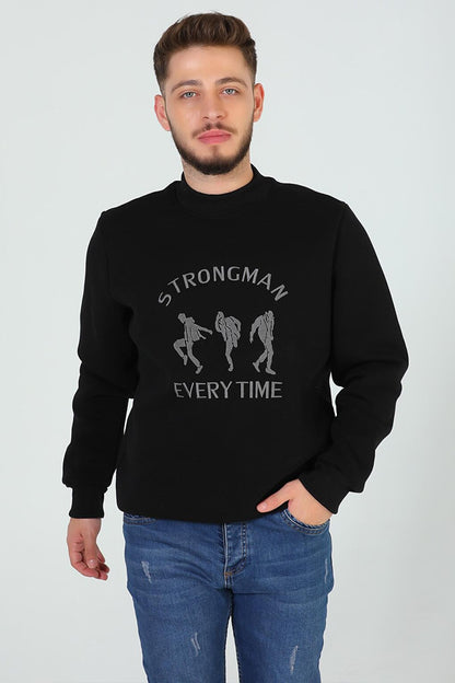 Men's Crew Neck Embroidered Three Thread Raised Sweatshirt