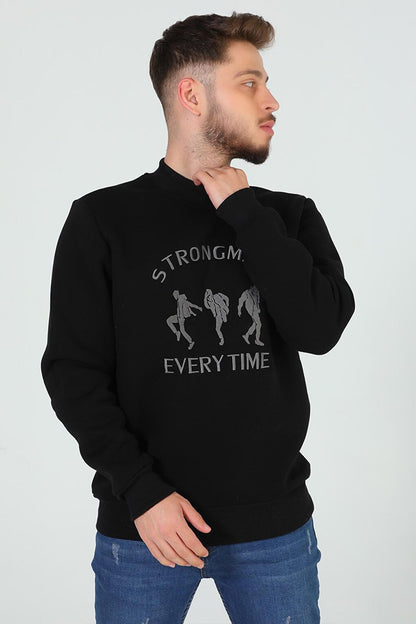 Men's Crew Neck Embroidered Three Thread Raised Sweatshirt