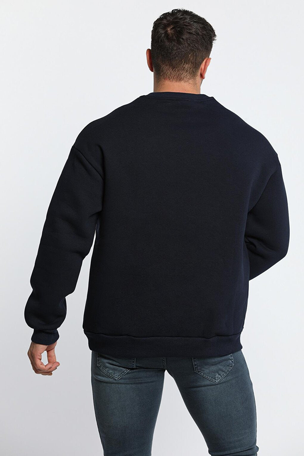 Men's Crew Neck Printed Three Thread Raised Sweatshirt