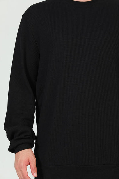 Men's Crew Neck Self-Patterned Elastane Sweatshirt