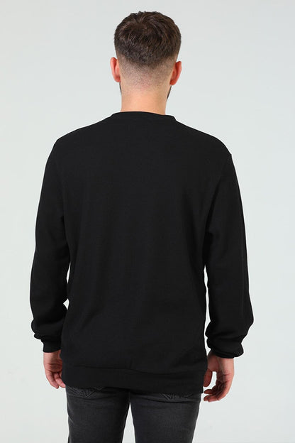 Men's Crew Neck Self-Patterned Elastane Sweatshirt