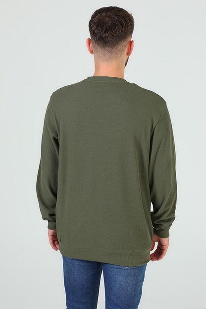 Men's Crew Neck Self-Patterned Elastane Sweatshirt