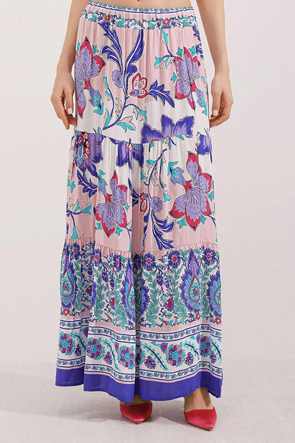 1898 Patterned Long Skirt - Purple