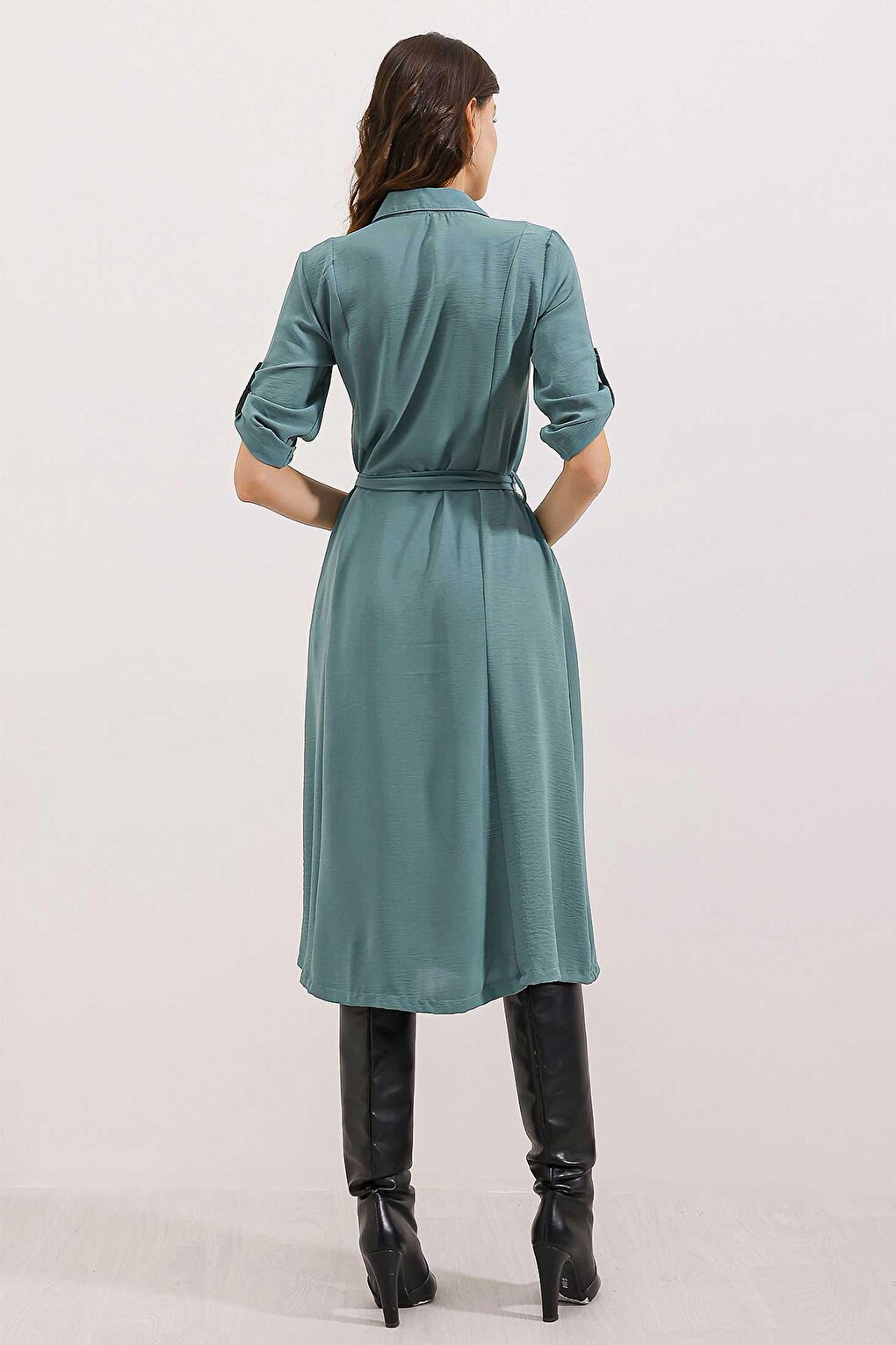 2442 Belted Shirt Dress - Mint