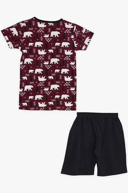 Boy's Pajama Set with Shorts, Cute Polar Bear Patterned Cherry Rotten (Ages 4-8)