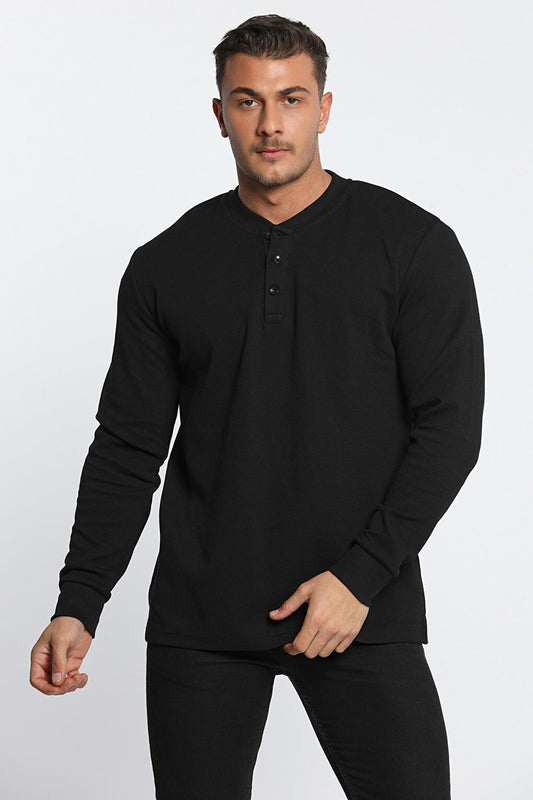 Men's Crew Neck Half Button Sweatshirt