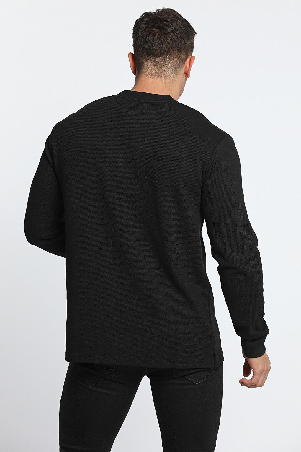 Men's Crew Neck Half Button Sweatshirt