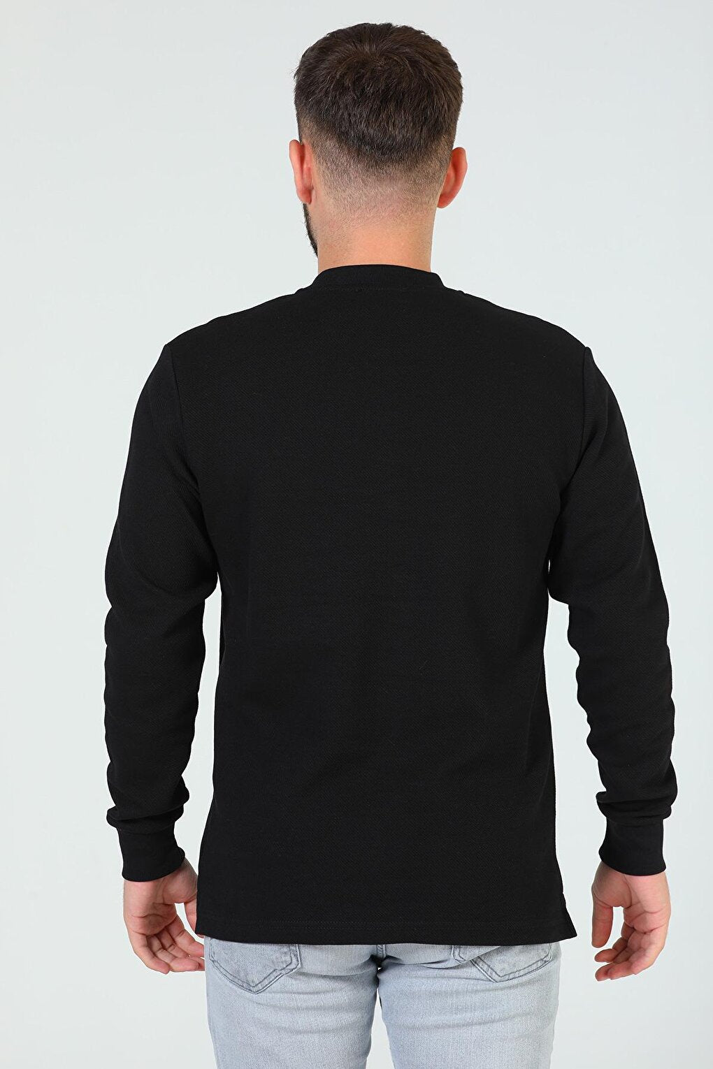 Men's Crew Neck Half Button Sweatshirt