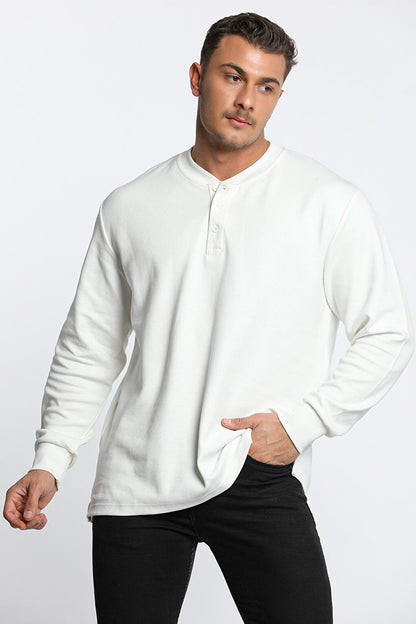 Men's Crew Neck Half Button Sweatshirt