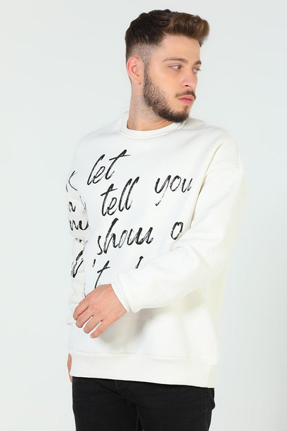 Men's Crew Neck Printed Three Thread Raised Sweatshirt