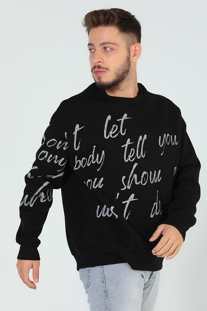 Men's Crew Neck Printed Three Thread Raised Sweatshirt