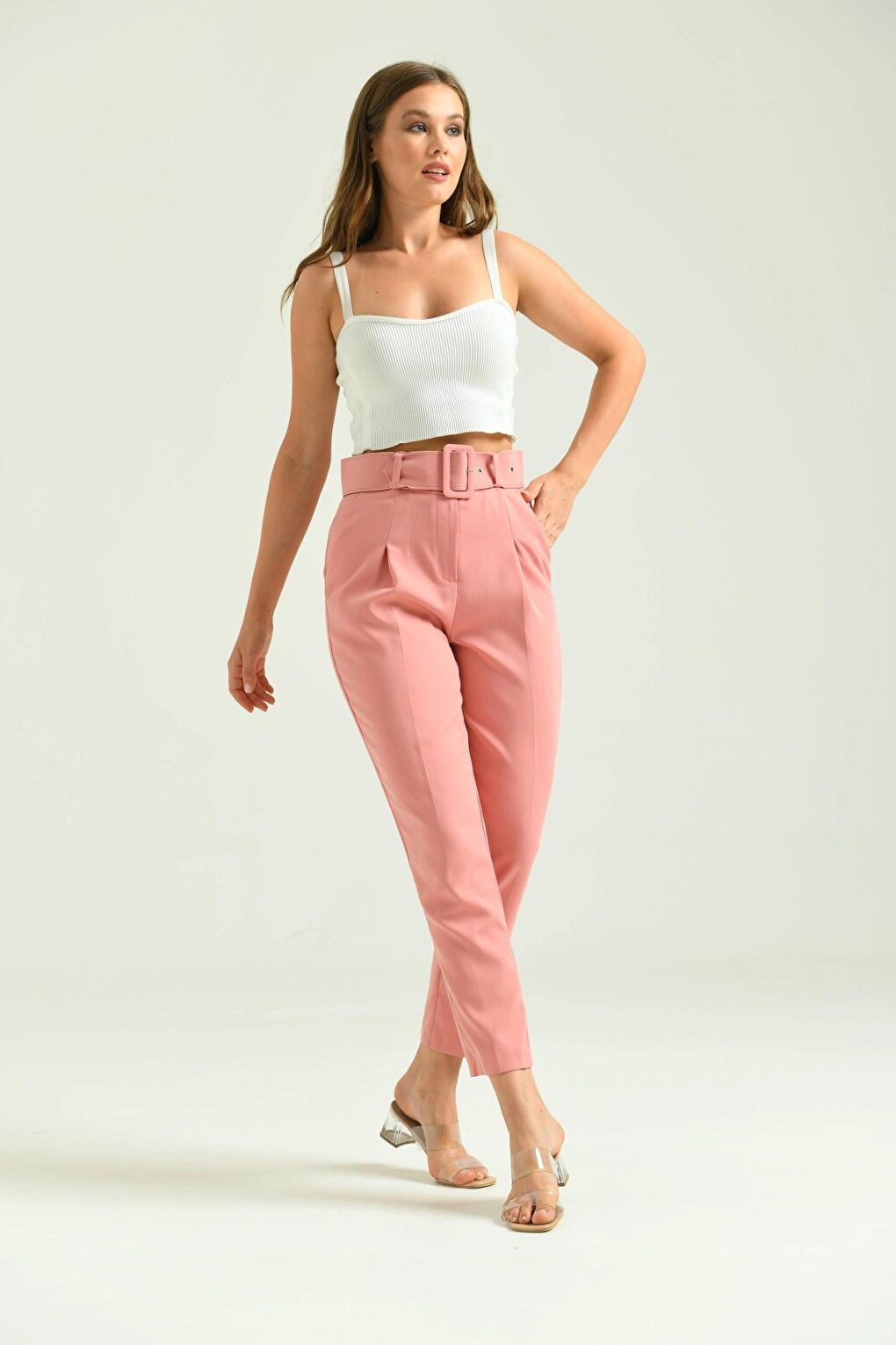 Women's Powder Belt Detail Basic Trousers