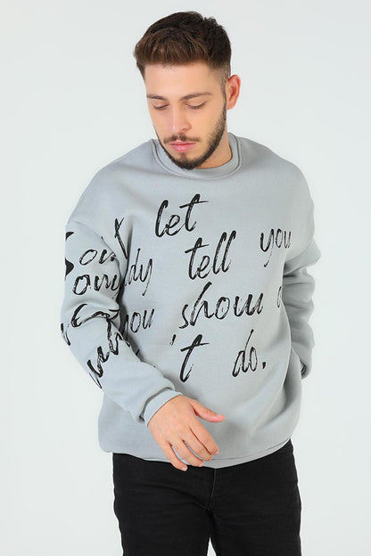 Men's Crew Neck Printed Three Thread Raised Sweatshirt