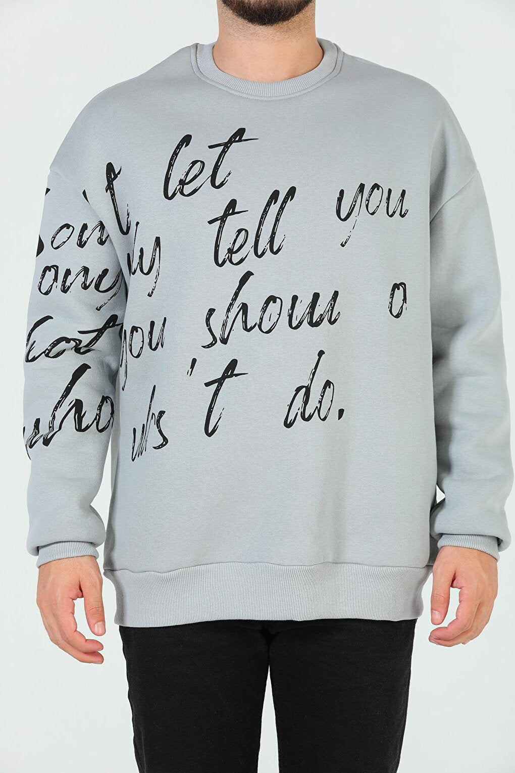 Men's Crew Neck Printed Three Thread Raised Sweatshirt