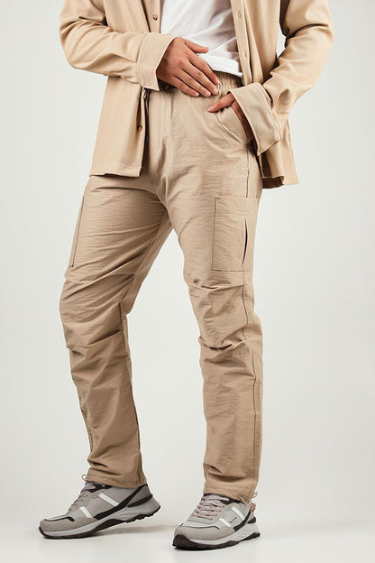 Men's Cargo Pocket Jogger Pants with Elastic Waist and Legs