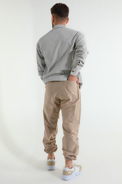 Men's Cargo Pocket Jogger Pants with Elastic Waist and Legs