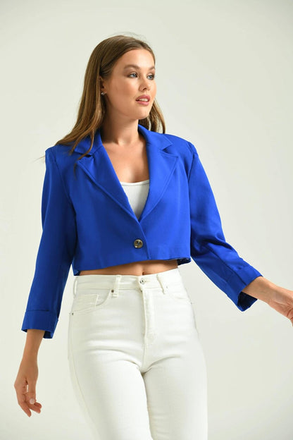 Women's Saks Single Button Crop Blazer Jacket