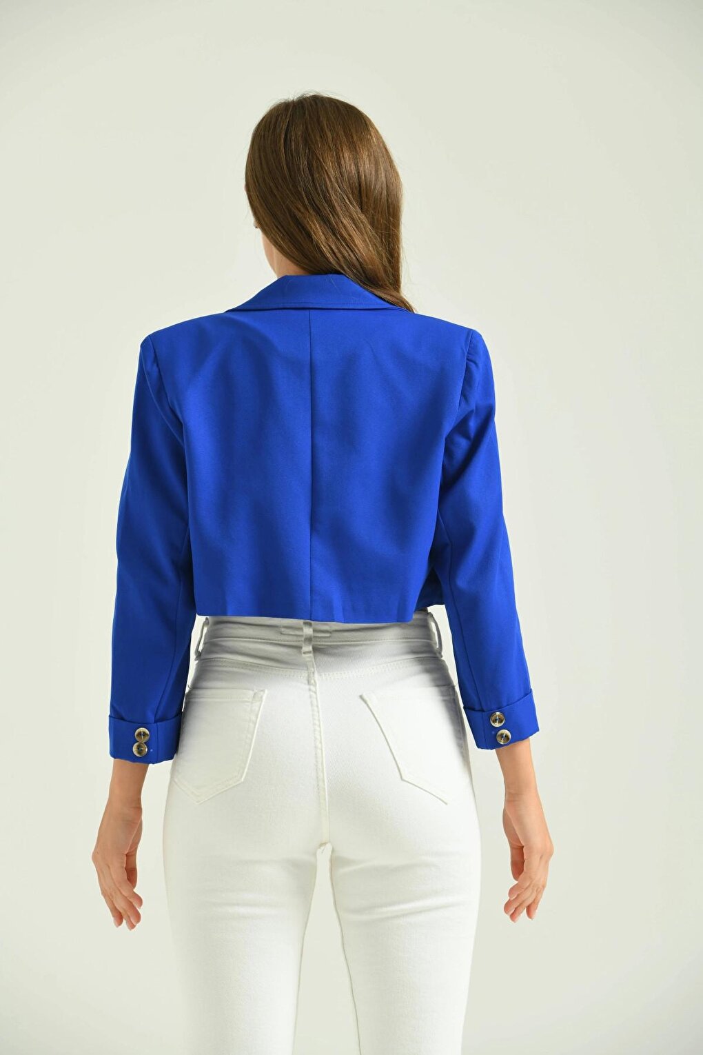 Women's Saks Single Button Crop Blazer Jacket