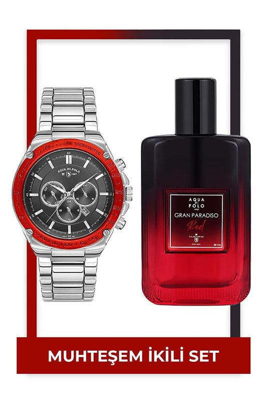 Red Men's Perfume 100 ml &amp; Men's Watch Set